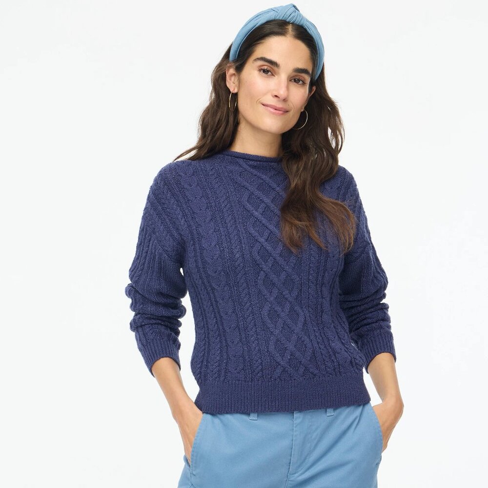 J. Crew Mock Neck Cable-Knit Sweater (size S)